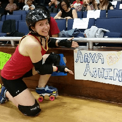 Author Betsy Flak as her roller derby alter ego.